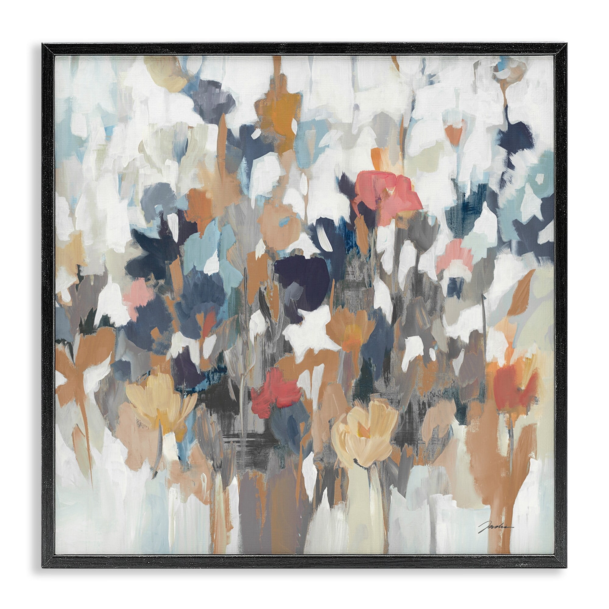 Stupell Industries Modern Painterly Floral Arrangement Abstract Petals Framed Wall Art, 24 x 24, Design by Liz Jardine
