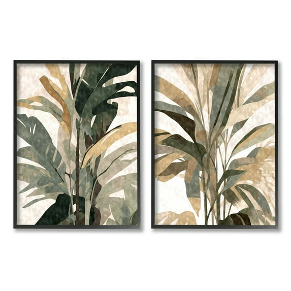 Stupell Industries Modern Palm Leaves Botanical & Floral Painting Black Framed Art Print Wall Art, 11 x 14