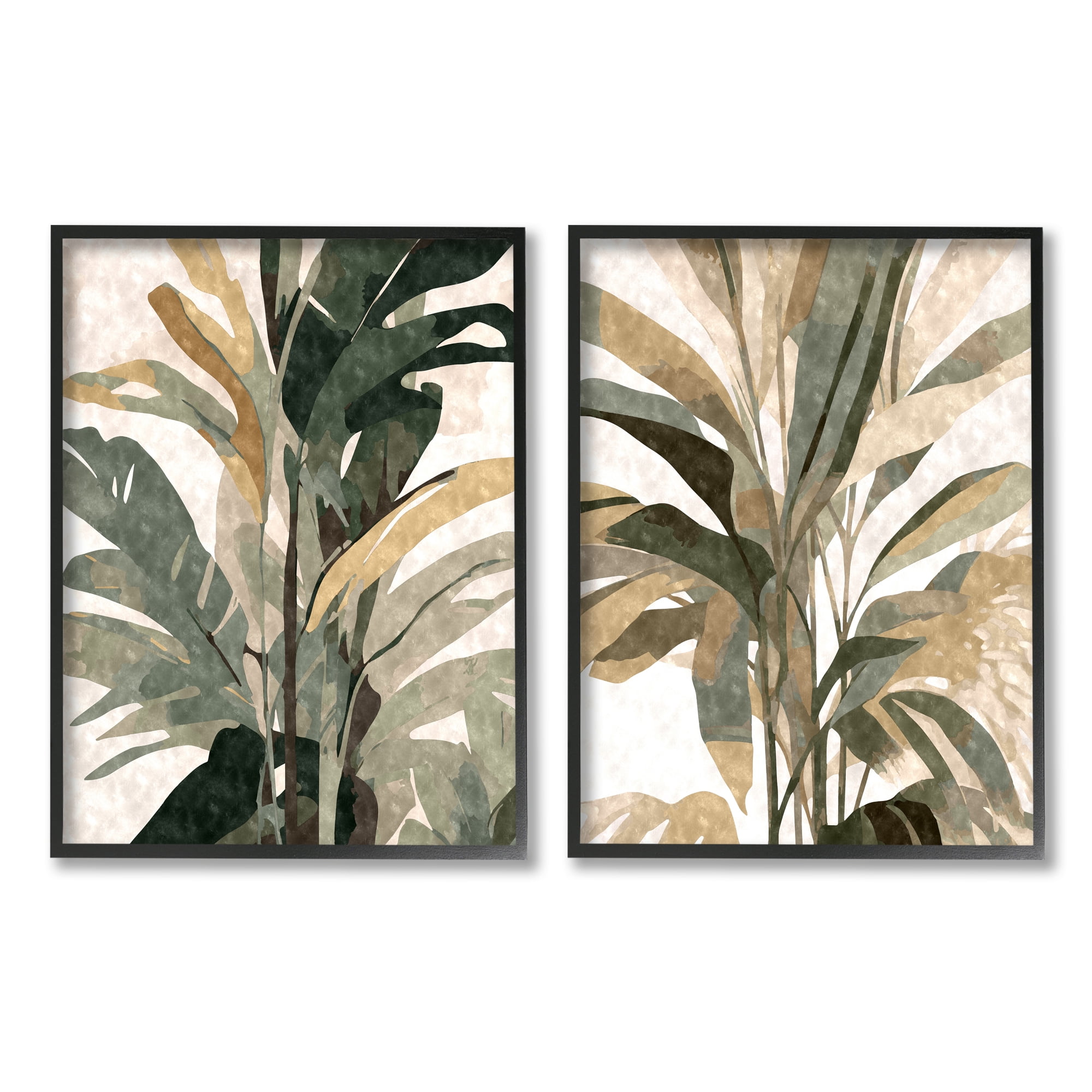 Stupell Industries Modern Palm Leaves Botanical & Floral Painting Black Framed Art Print Wall Art, 24 x 30