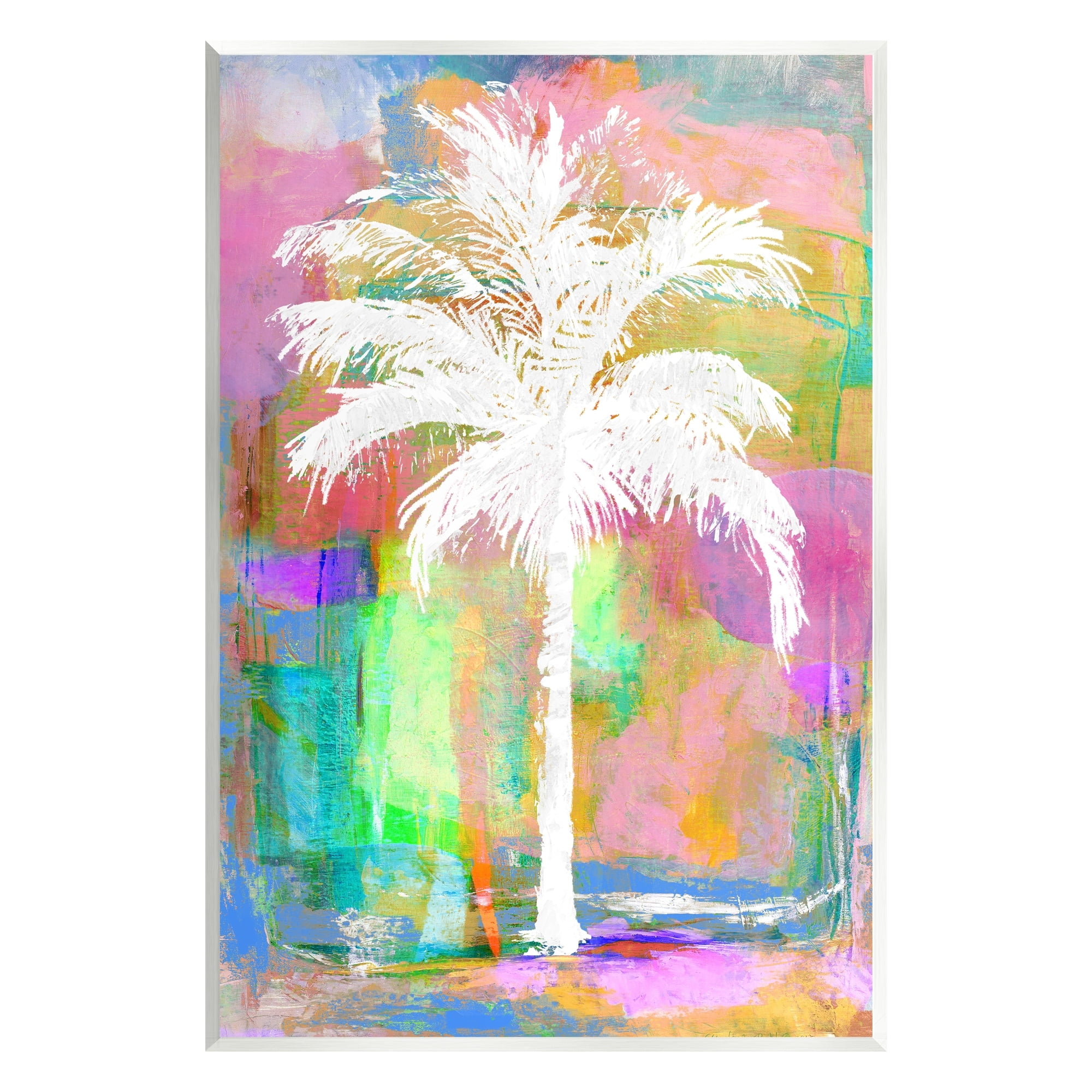 Stupell Industries Modern Palm Tree Silhouette Vivid Blocked Hues Painting Unframed Art Print Wall Art, Design by Kristen Dew