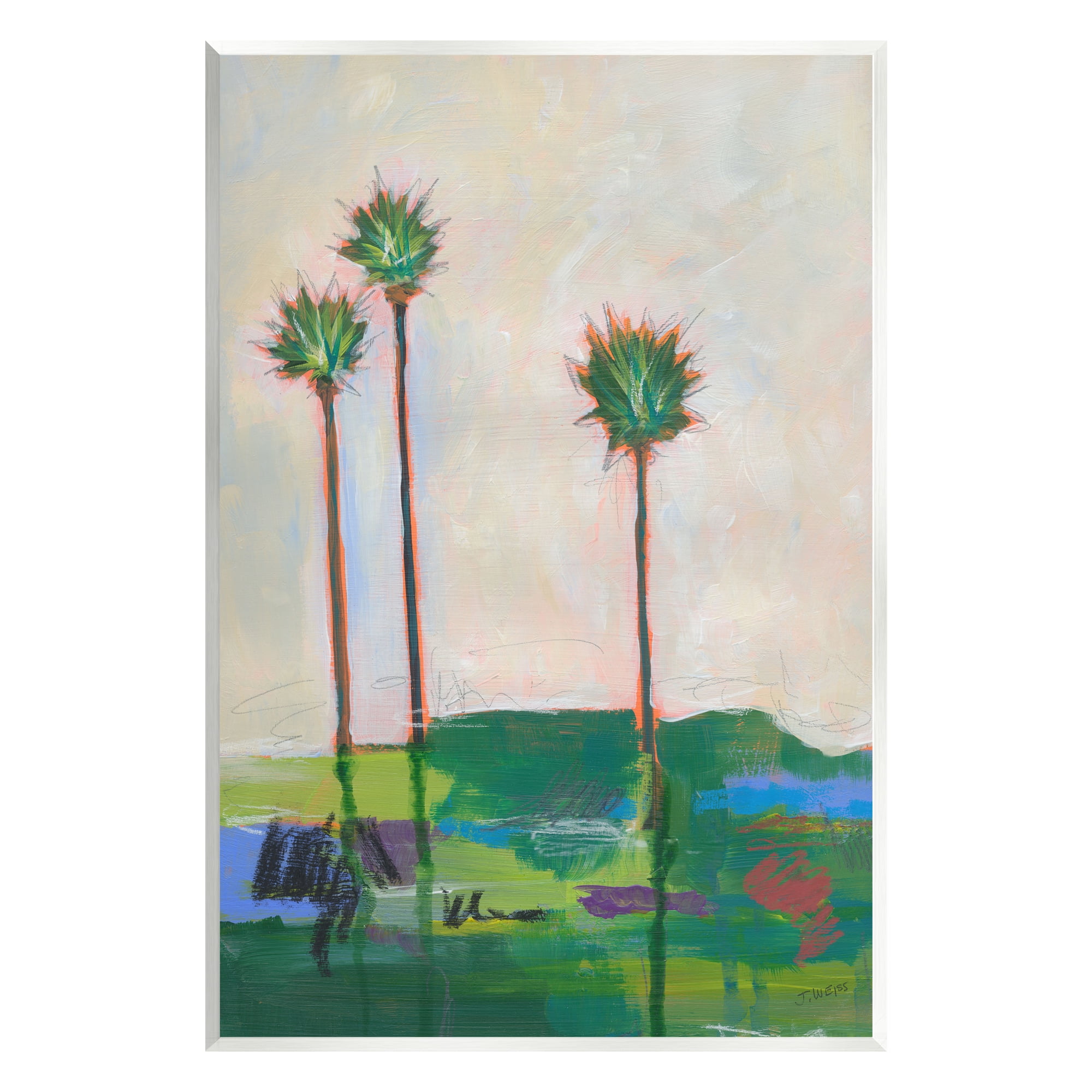 Stupell Industries Modern Palm Trees Landscape Abstract Painting Unframed Art Print Wall Art, 13 x 19