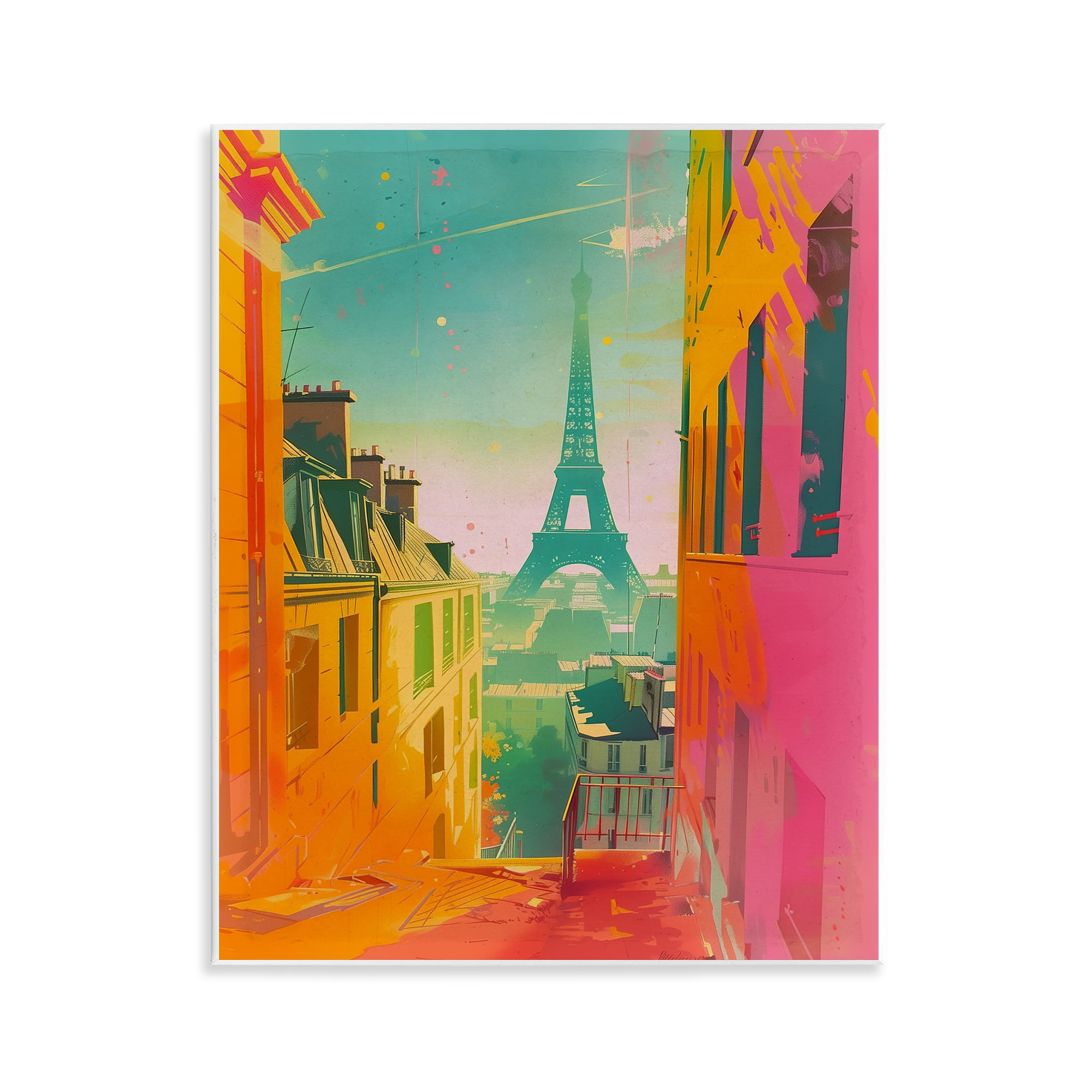 Stupell Industries Modern Paris Tower Town & City Painting Unframed Art Print Wall Art, 11 x 14