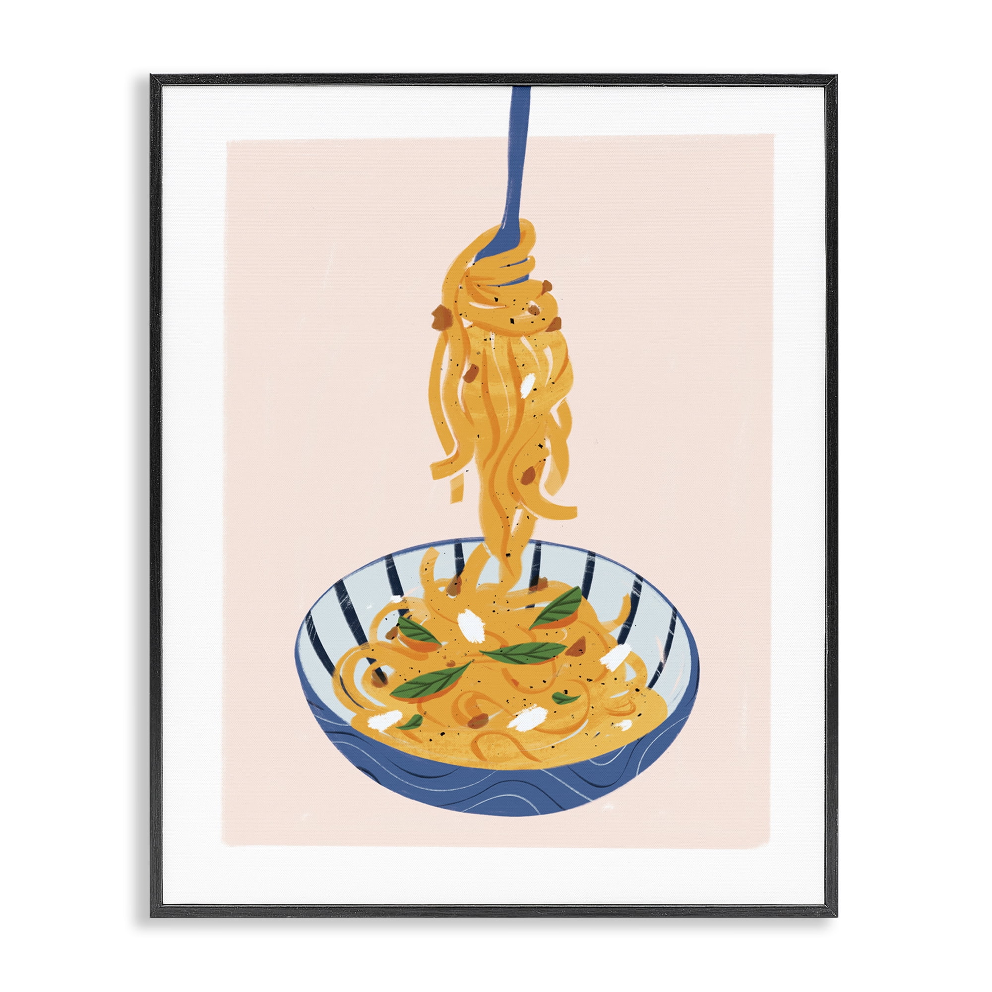Stupell Industries Modern Pasta Bowl Food & Beverage Painting Black Framed Art Print Wall Art, 24 x 30