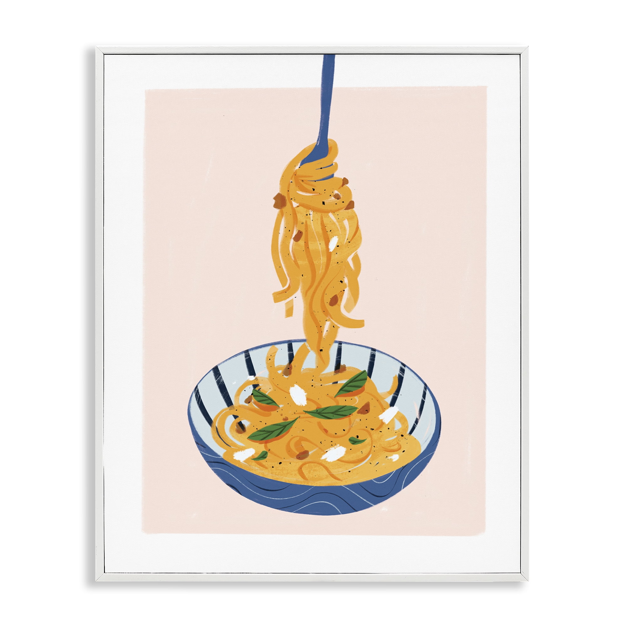 Stupell Industries Modern Pasta Bowl Food & Beverage Painting White Framed Art Print Wall Art, 16 x 20