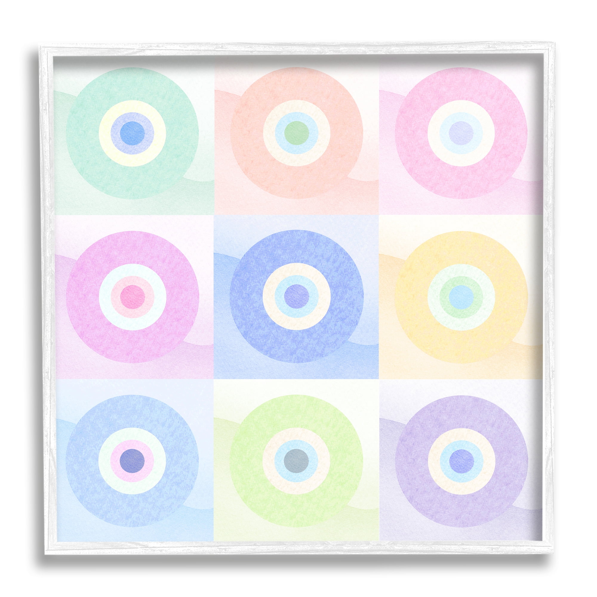 Stupell Industries Modern Pastel Circles Abstract Painting White Framed Art Print Wall Art, 24 x 24