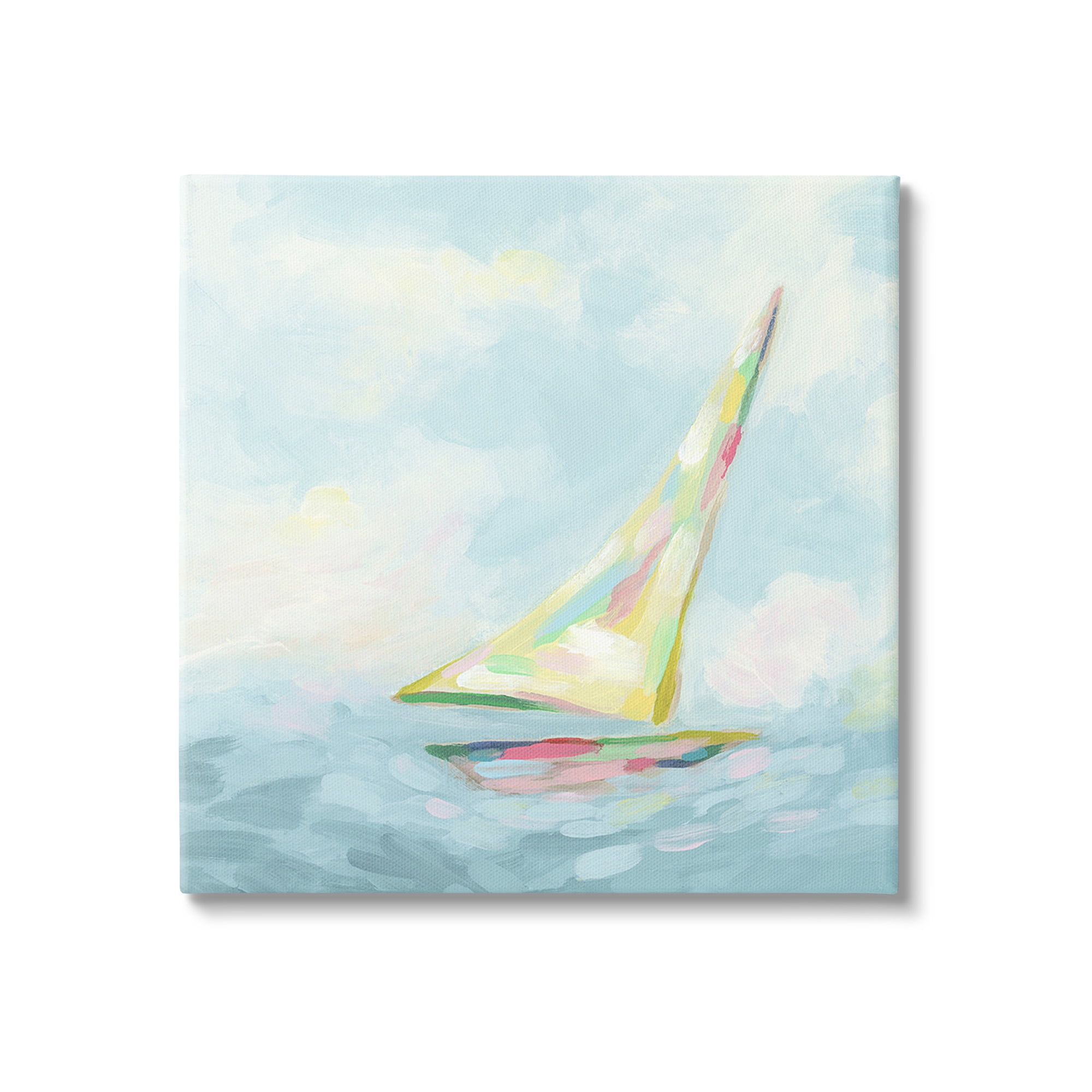 Stupell Industries Modern Pastel Sailboat Nature Painting Gallery Wrapped Canvas Art Print Wall Art, 36 x 36