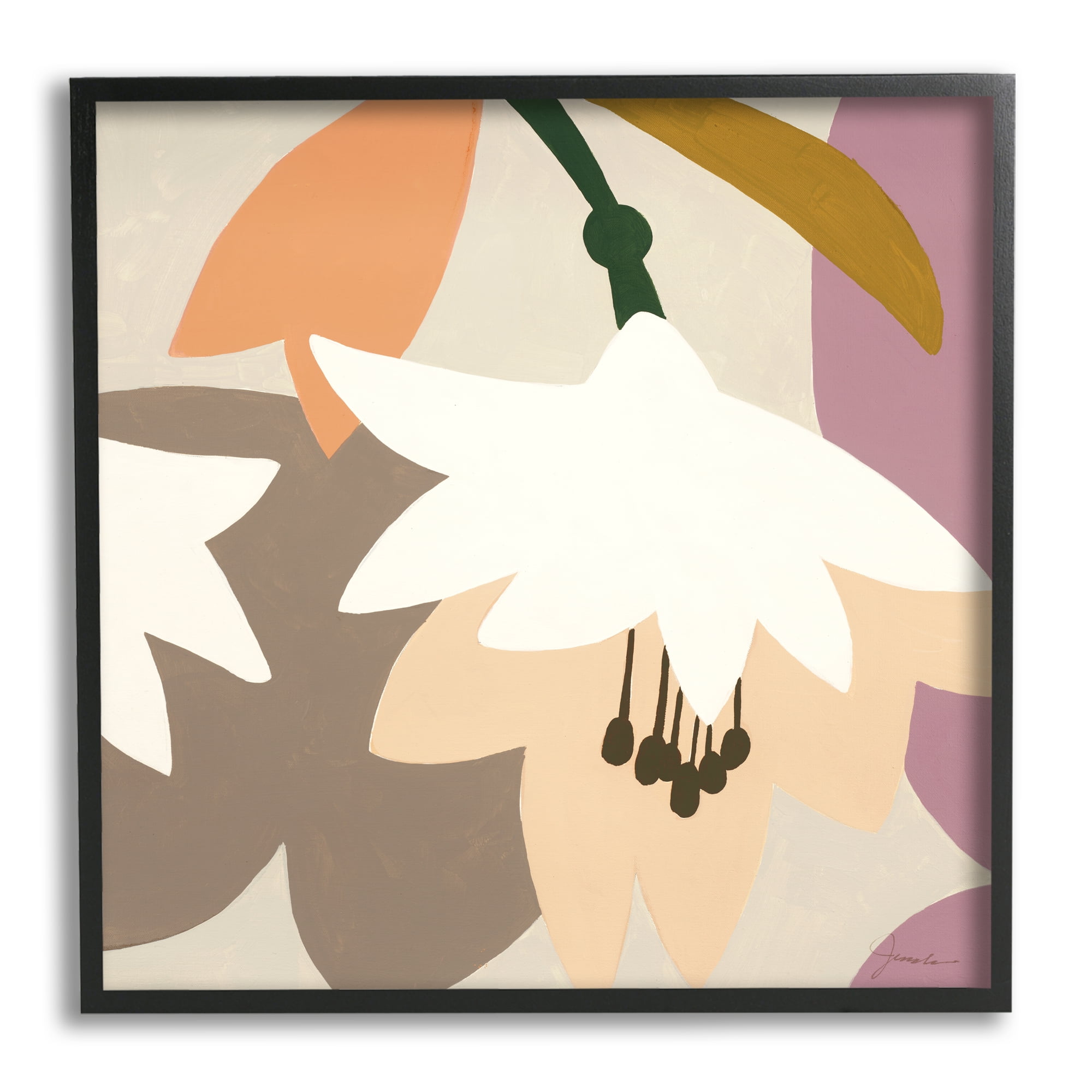 Stupell Industries Modern Pastel Tulips Abstract Painting Black Framed Art Print Wall Art, 17 x 17