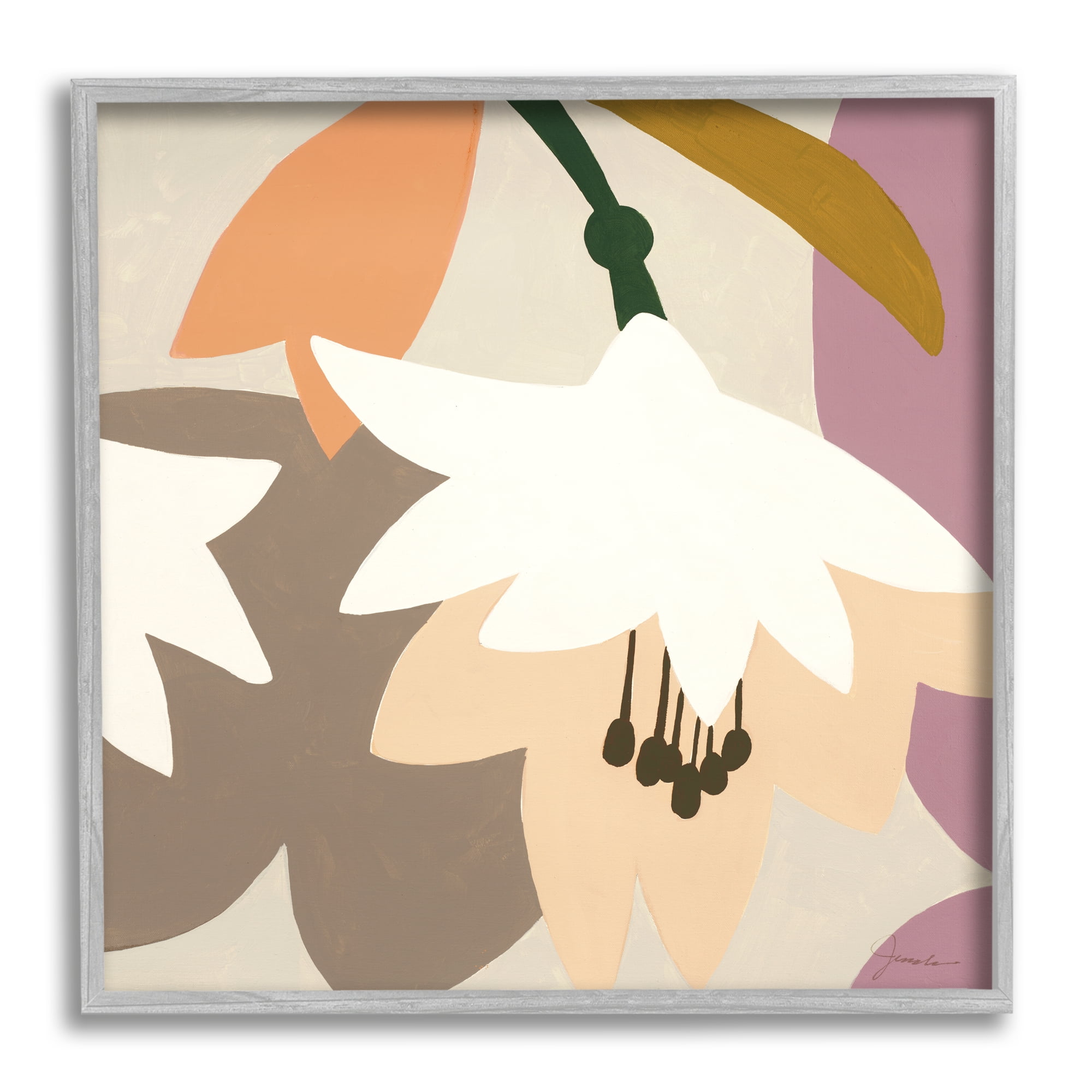 Stupell Industries Modern Pastel Tulips Abstract Painting Gray Framed Art Print Wall Art, 12 x 12