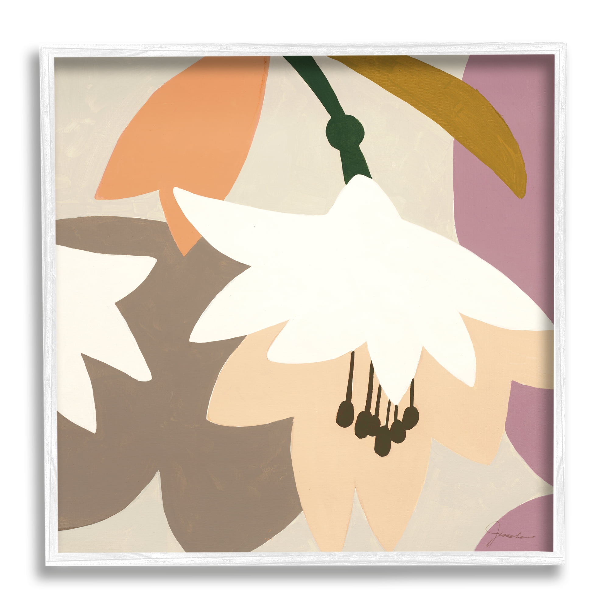 Stupell Industries Modern Pastel Tulips Abstract Painting White Framed Art Print Wall Art, 24 x 24