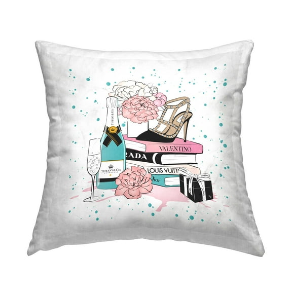 Stupell Industries Modern Pattern Glam Bookstack Decorative Printed Throw Pillow, 18 x 18
