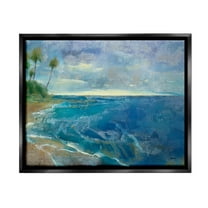 Stupell Industries Modern Pattern Tropics Landscape Painting Black Floater Framed Canvas Art Print Wall Art, 21 x 17