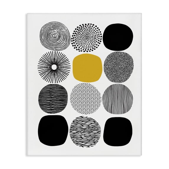 Stupell Industries Modern Patterned Circles Yellow Accent Canvas Art, 36 x 48, by Lisa Nohren