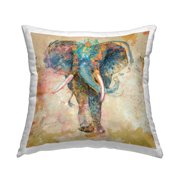 Stupell Industries Modern Patterned Elephant Wildlife Printed Throw Pillow Design by Evelia Designs