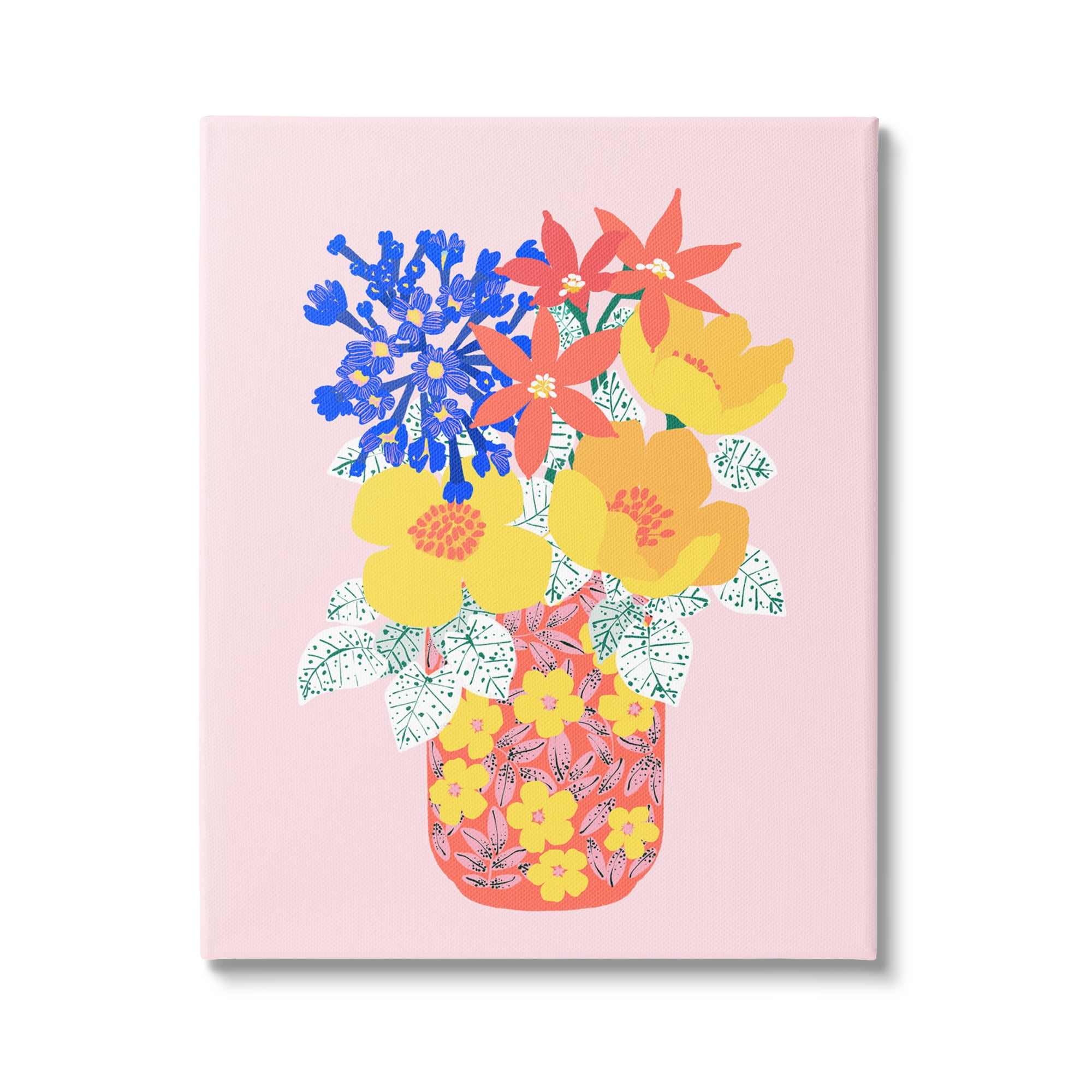 Stupell Industries Modern Patterned Flowers Botanical & Floral Painting Gallery Wrapped Canvas Art Print Wall Art, 36 x 48