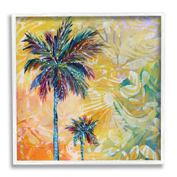 Stupell Industries Modern Patterned Palm Trees Abstract Painting White Framed Art Print Wall Art, 24 x 24