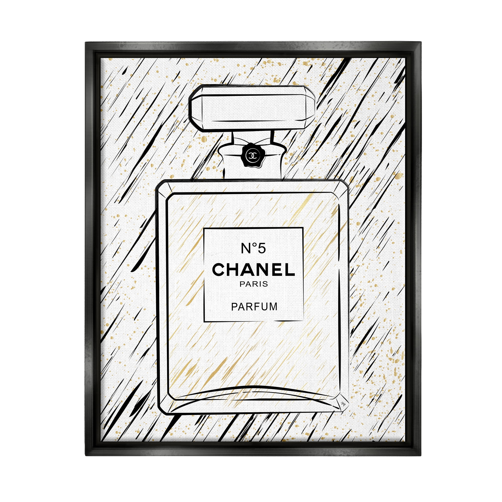 Stupell Industries Modern Patterned Perfume Beauty & Fashion Painting Black Floater Framed Art Print Wall Art, 17 x 21