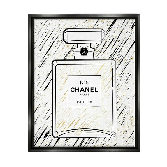 Stupell Industries Modern Patterned Perfume Beauty & Fashion Painting Black Floater Framed Art Print Wall Art, 25 x 31
