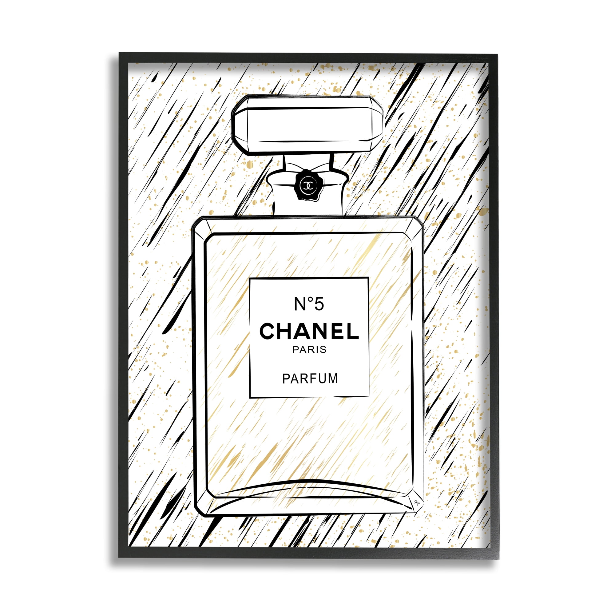Stupell Industries Modern Patterned Perfume Beauty & Fashion Painting Black Framed Art Print Wall Art, 16 x 20