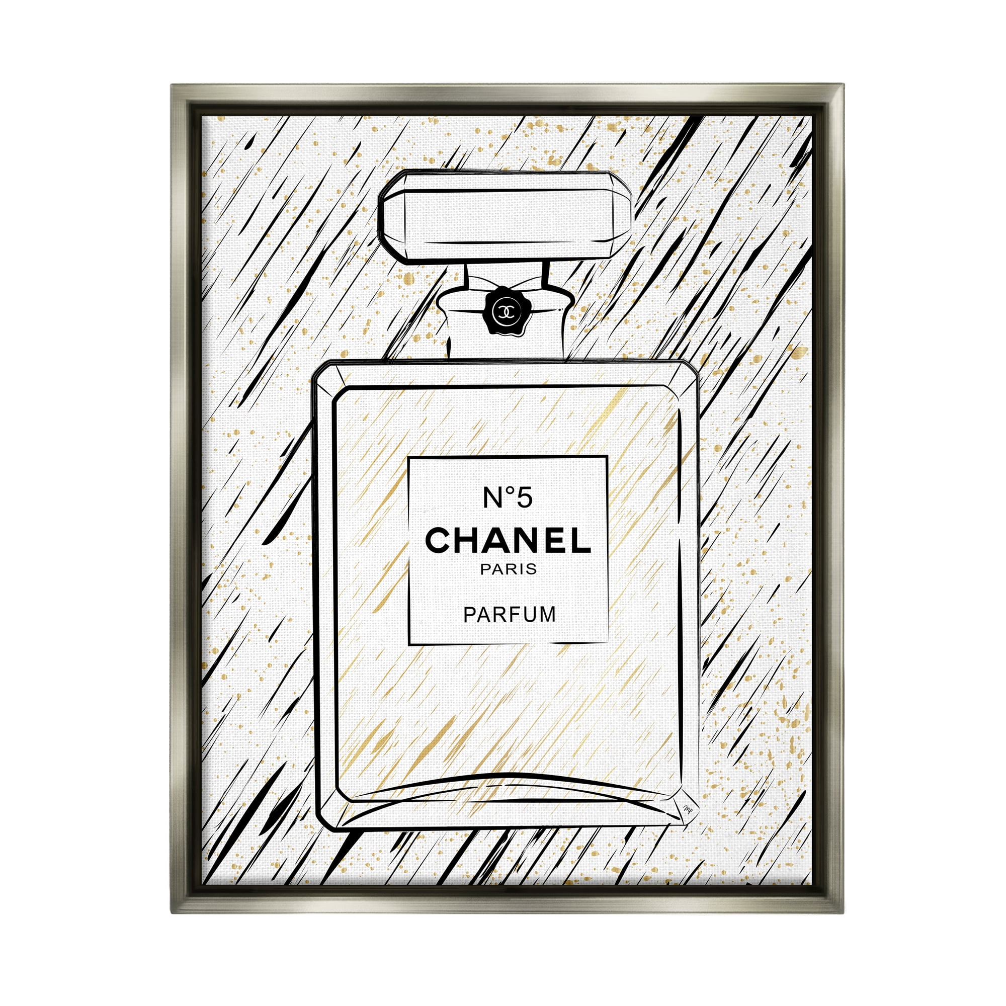 Stupell Industries Modern Patterned Perfume Beauty & Fashion Painting Gray Floater Framed Art Print Wall Art, 17 x 21