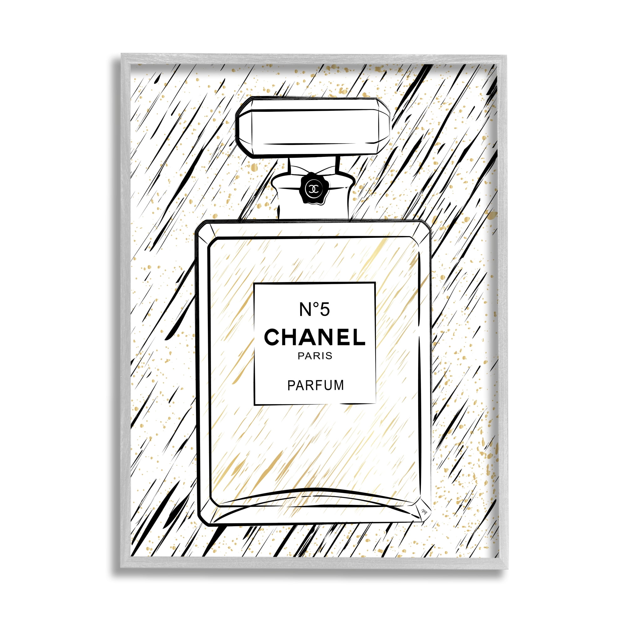 Stupell Industries Modern Patterned Perfume Beauty & Fashion Painting Gray Framed Art Print Wall Art, 16 x 20