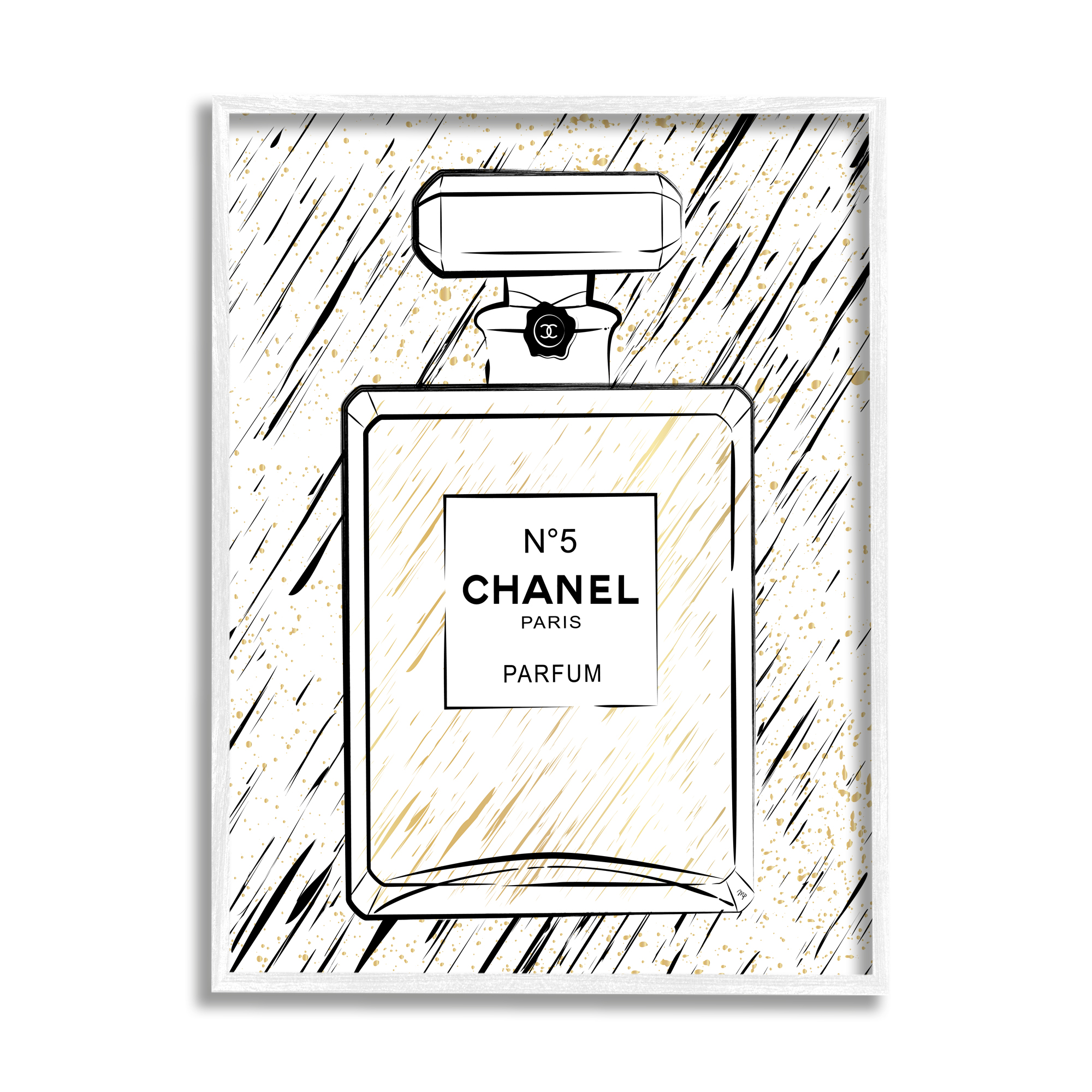 Stupell Industries Modern Patterned Perfume Beauty & Fashion Painting White Framed Art Print Wall Art, 16 x 20