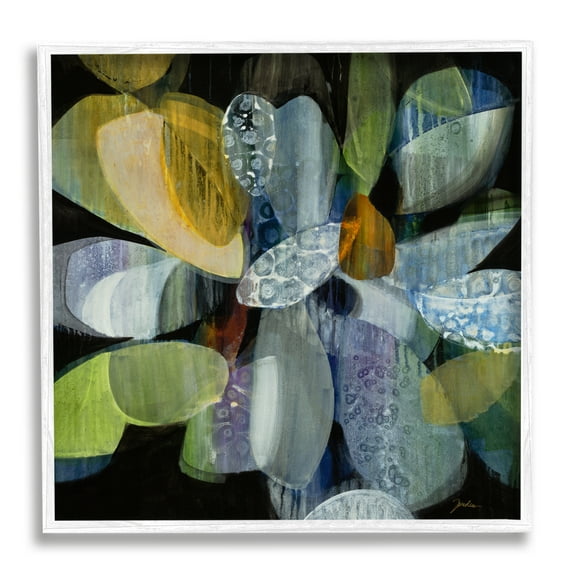 Stupell Industries Modern Patterned Petal Shape Abstraction Dark Tone Painting, 12 x 12, Design by Liz Jardine
