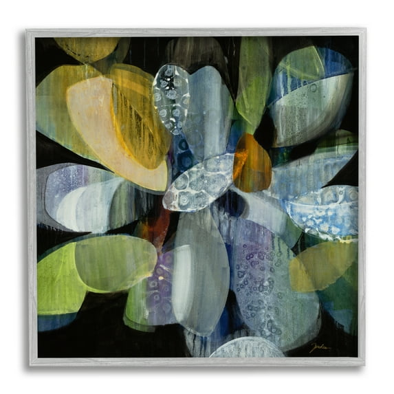 Stupell Industries Modern Patterned Petal Shape Abstraction Dark Tone Painting, 12 x 12, Design by Liz Jardine