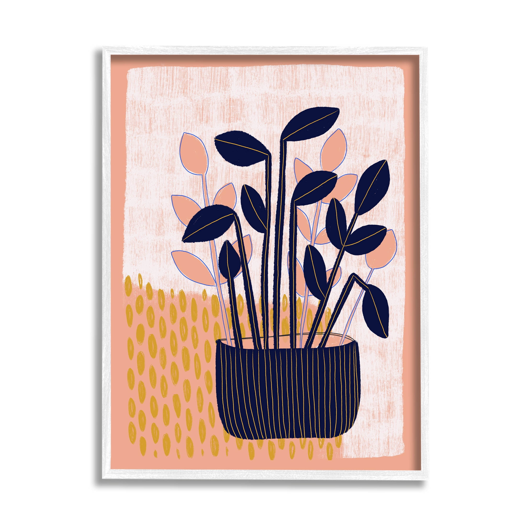 Stupell Industries Modern Patterned Potted Plant Graphic Art White Framed Art Print Wall Art, Design by Birgit Maria Kiennast