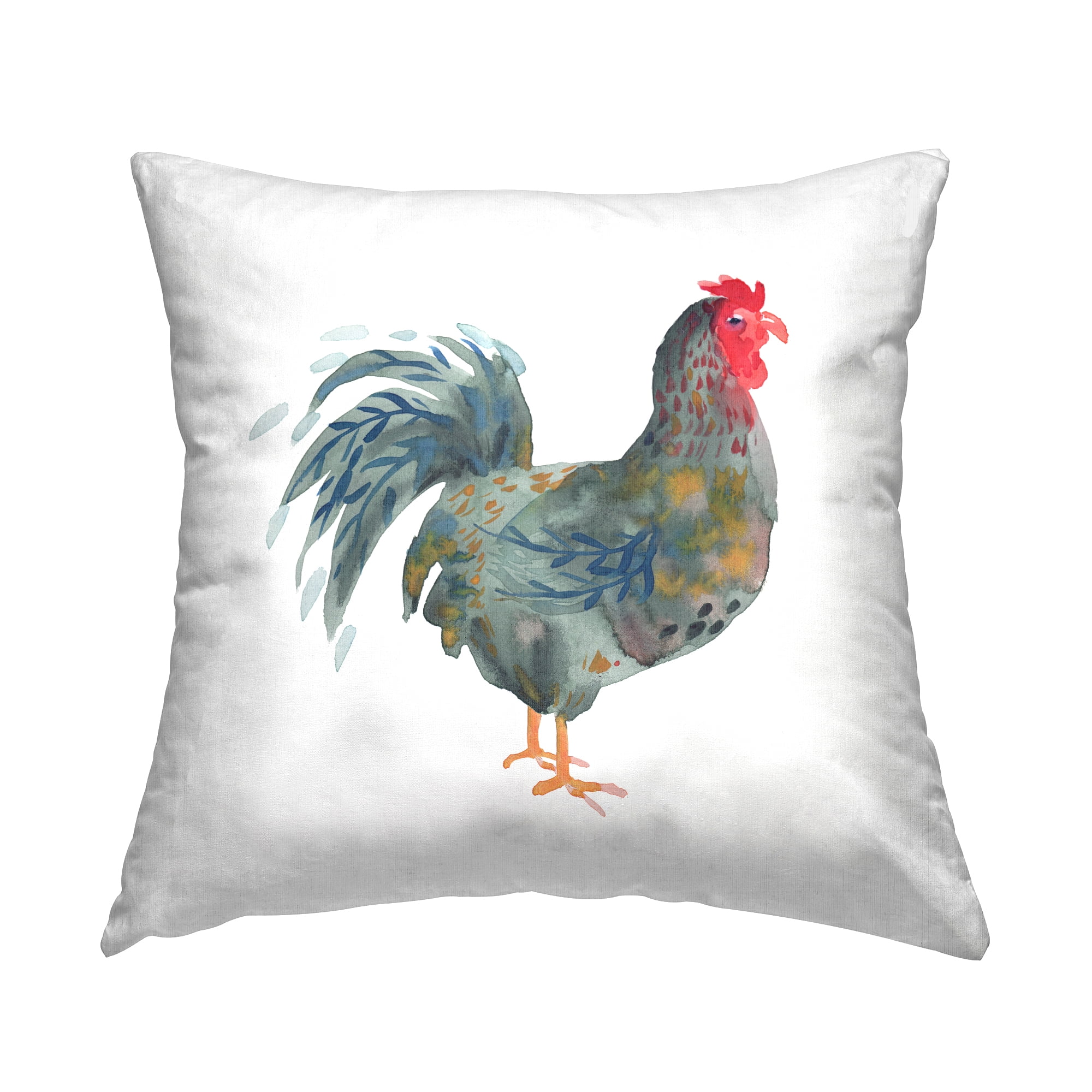 Stupell Industries Modern Patterned Rooster Square Decorative Printed Throw Pillow, 18 x 18