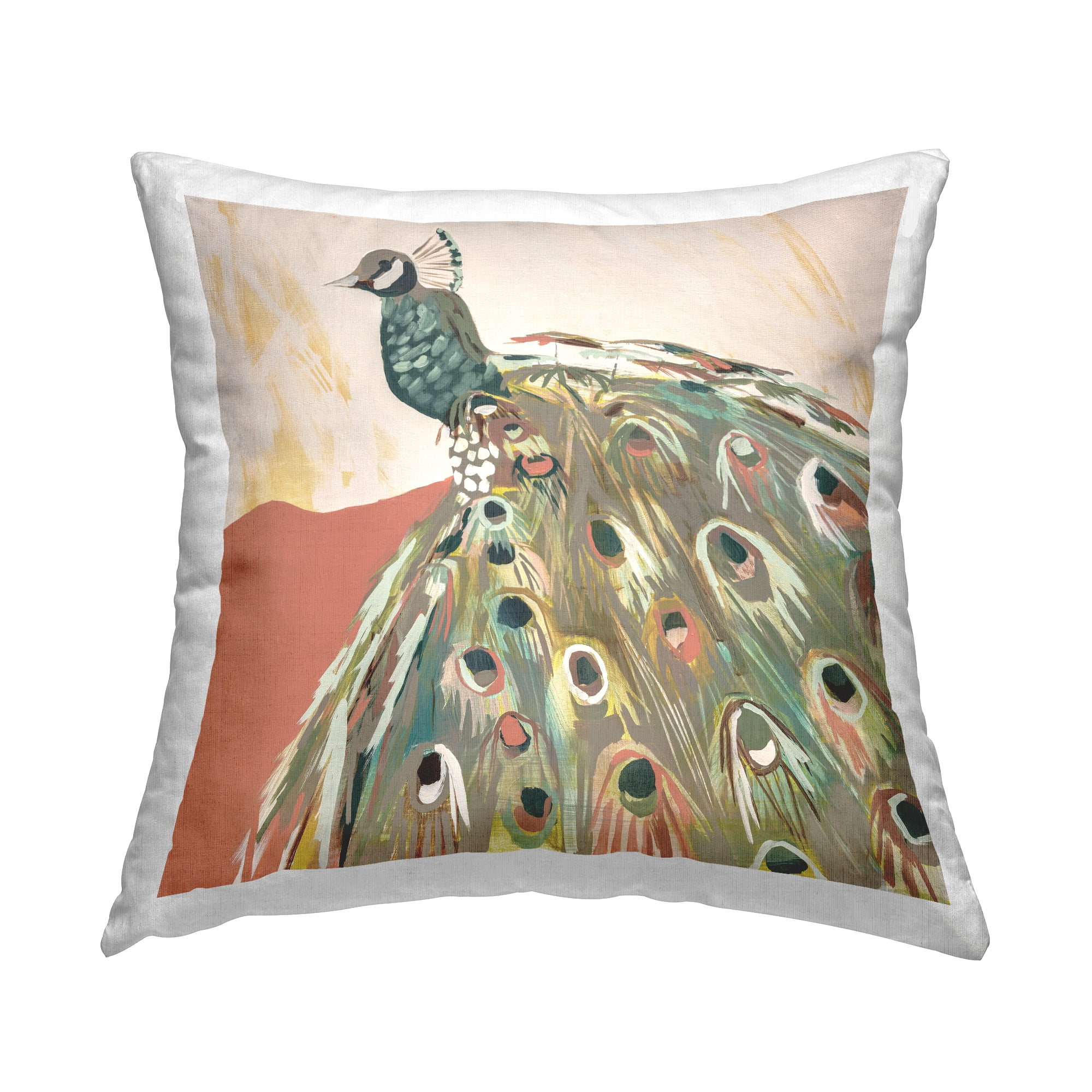 Stupell Industries Modern Peacock Feathers Decorative Printed Throw Pillow, 18 x 18