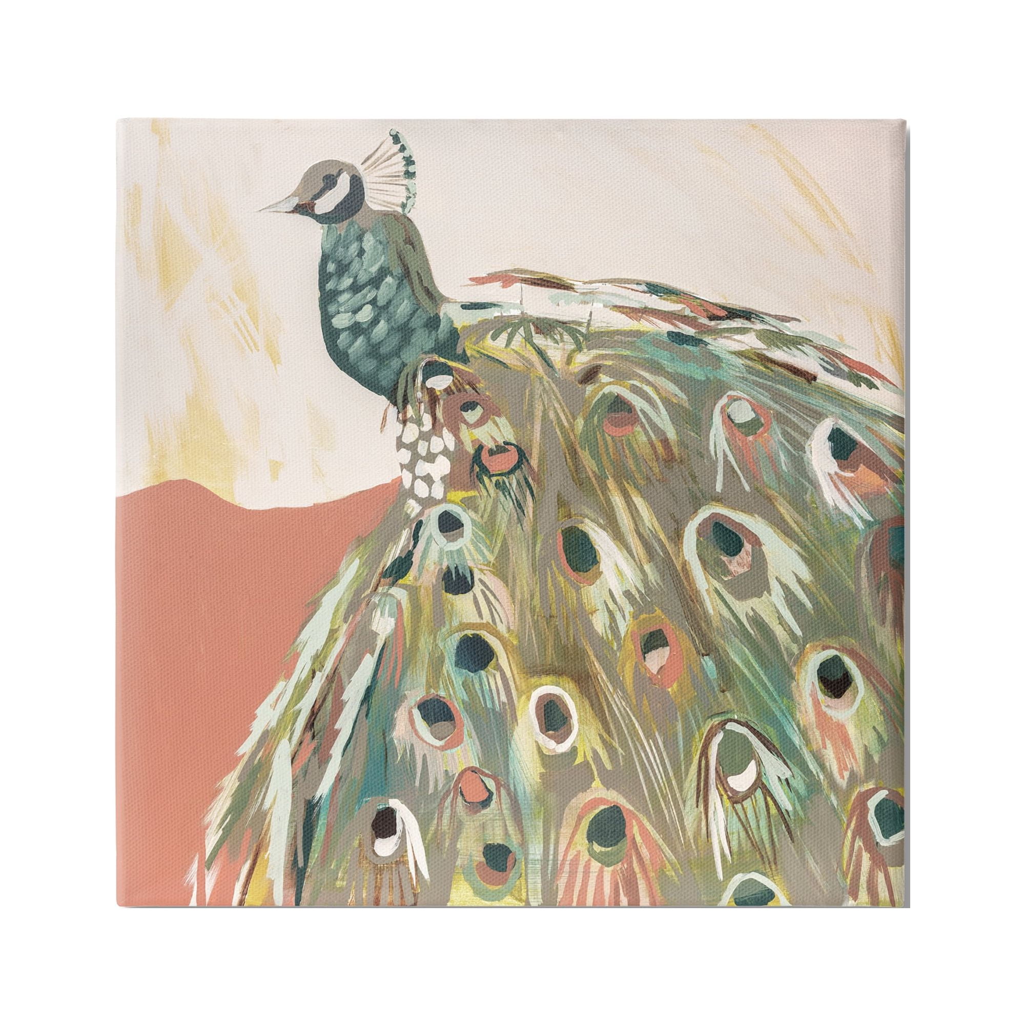 Large Multicolor Abstract Peacock Canvas Wall Art