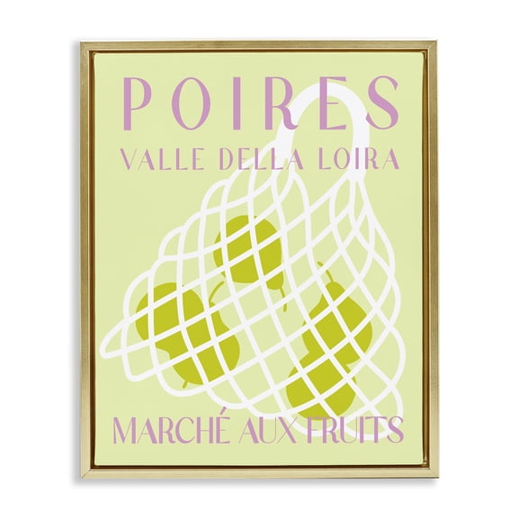 Stupell Industries Modern Pear Fruit Market Food & Beverage Painting Gold Floater Framed Canvas Art Print Wall Art, 17 x 21