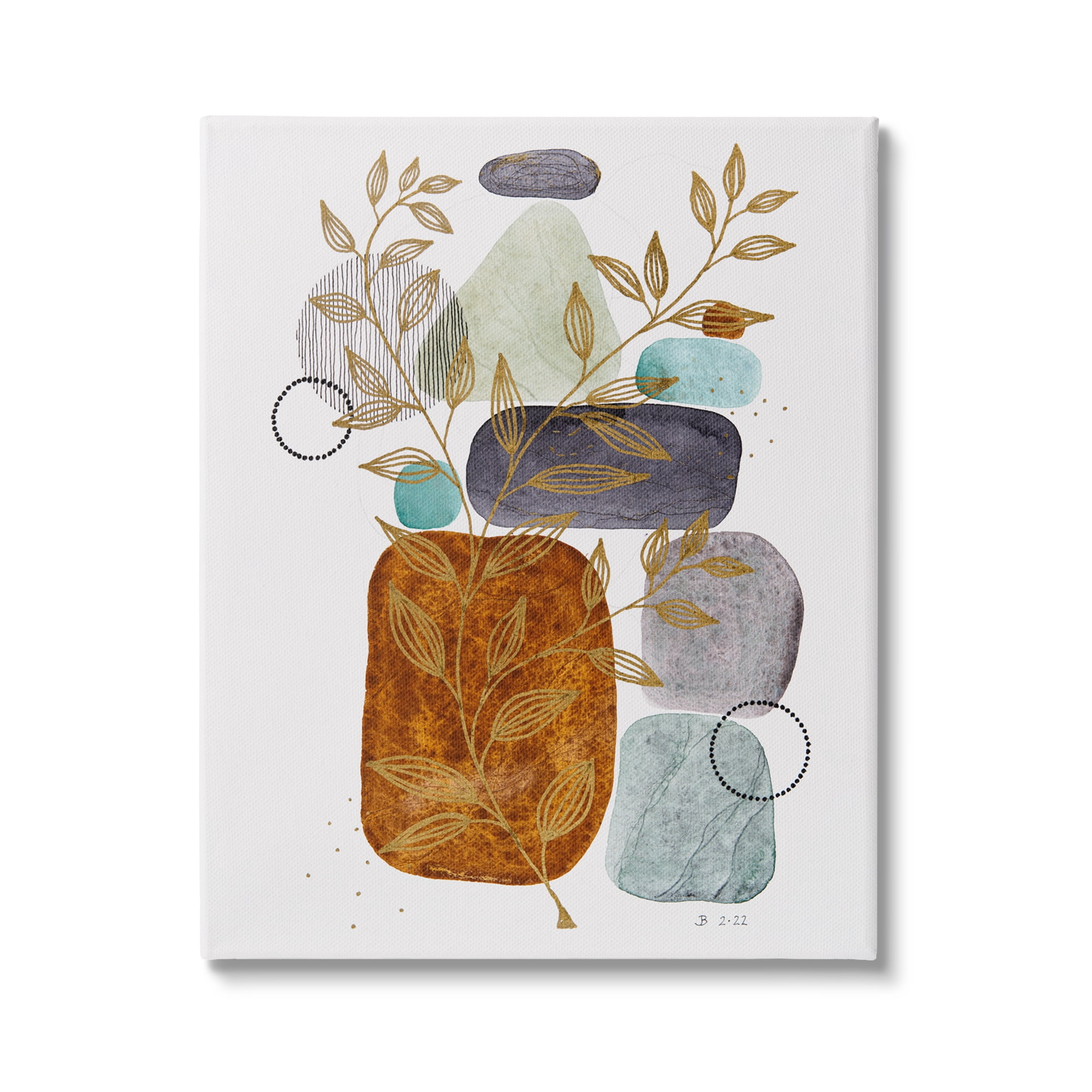 Stupell Industries Modern Pebbles & Botanicals Botanical & Floral Painting Gallery Wrapped Canvas Print Wall Art, 24 x 30