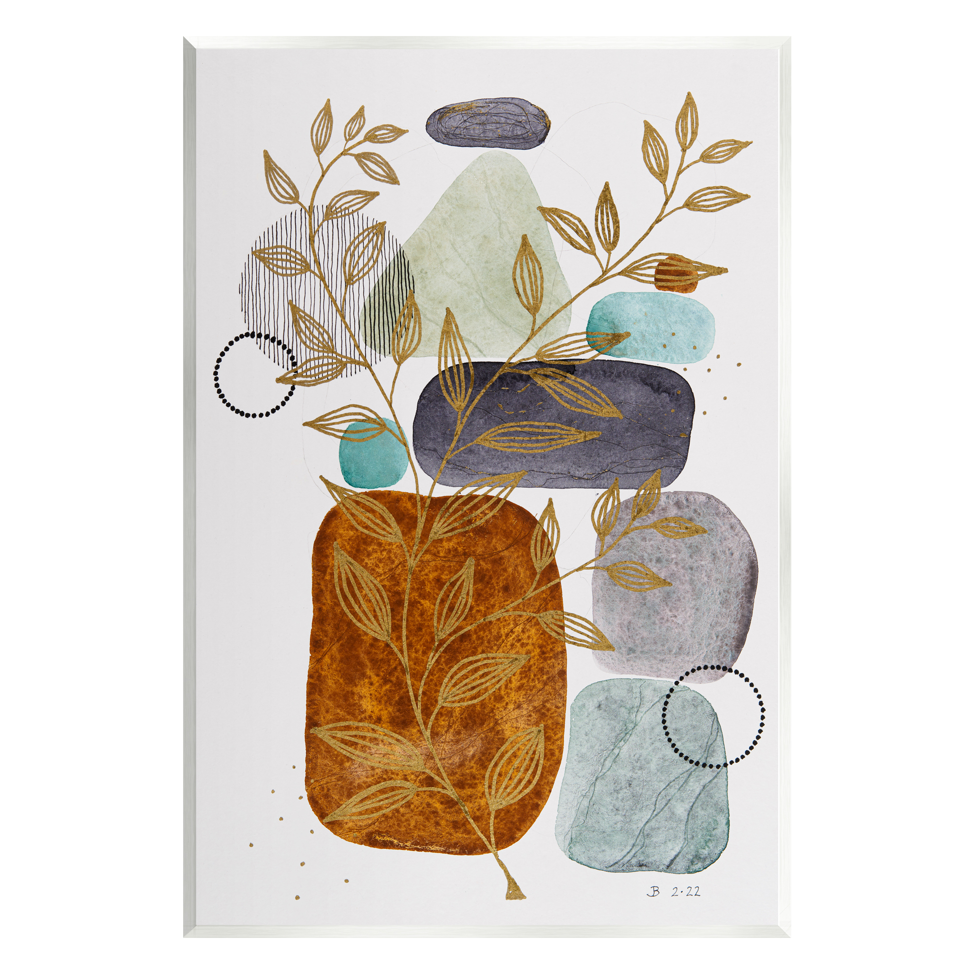 Stupell Industries Modern Pebbles & Botanicals Botanical & Floral Painting Unframed Art Print Wall Art, 13 x 19