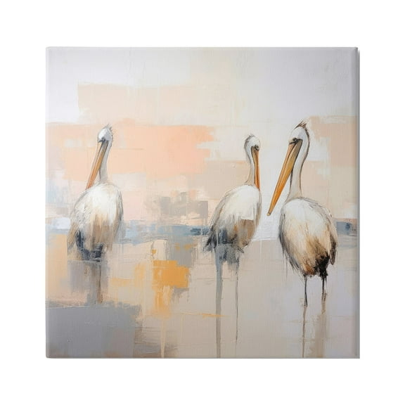 Stupell Industries Modern Pelicans Trio Animals & Insects Painting Gallery Wrapped Canvas Art Print Wall Art, 17 x 17