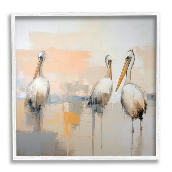 Stupell Industries Modern Pelicans Trio Animals & Insects Painting White Framed Art Print Wall Art, 12 x 12