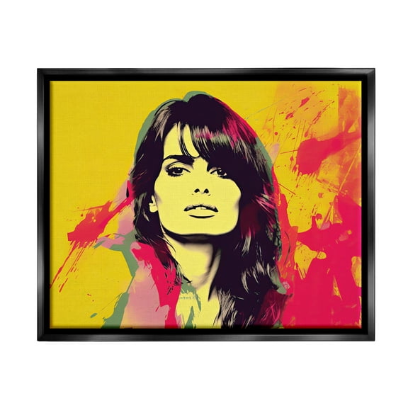 Stupell Industries Modern Penelope Cruz Abstract Painting Black Floater Framed Art Print Wall Art, 21 x 17