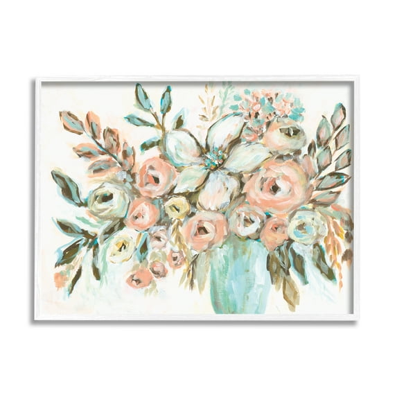 Stupell Industries Modern Peonies Arrangement Botanical & Floral Painting White Framed Art Print Wall Art, 30 x 24