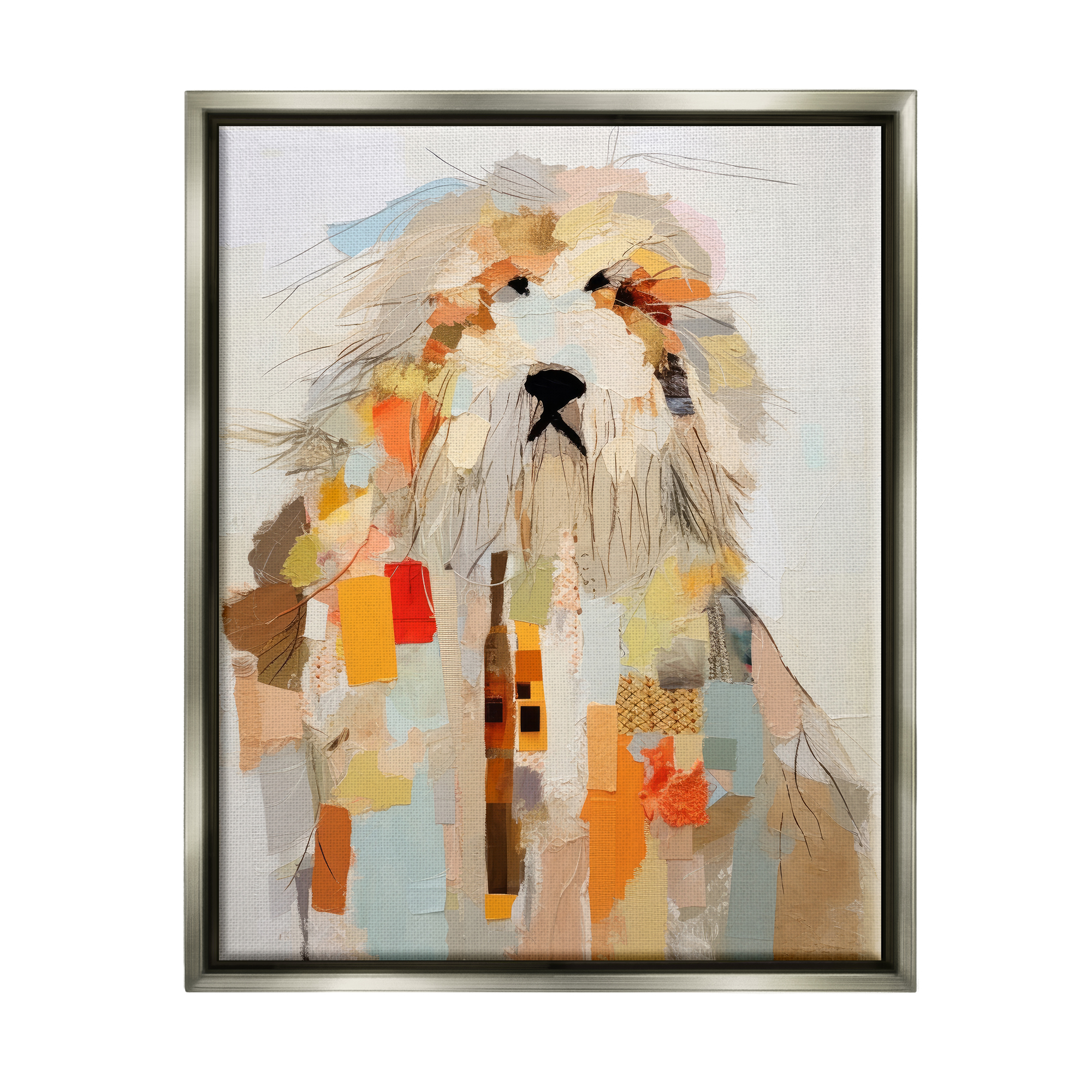 Stupell Industries Modern Pet Collage Animals & Insects Painting Gray Floater Framed Canvas Art Print Wall Art, 17 x 21