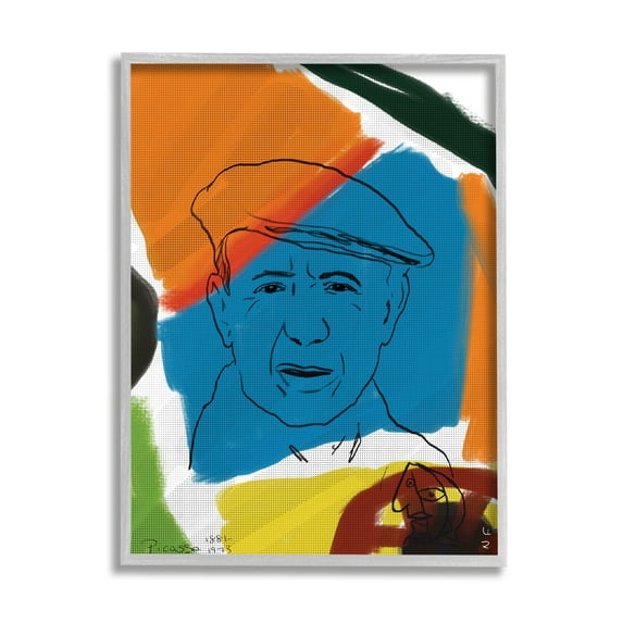 Stupell Industries Modern Picasso Portrait Vibrant Abstract Shapes Abstract Painting Gray Framed Art Print Wall Art, 11 x 14