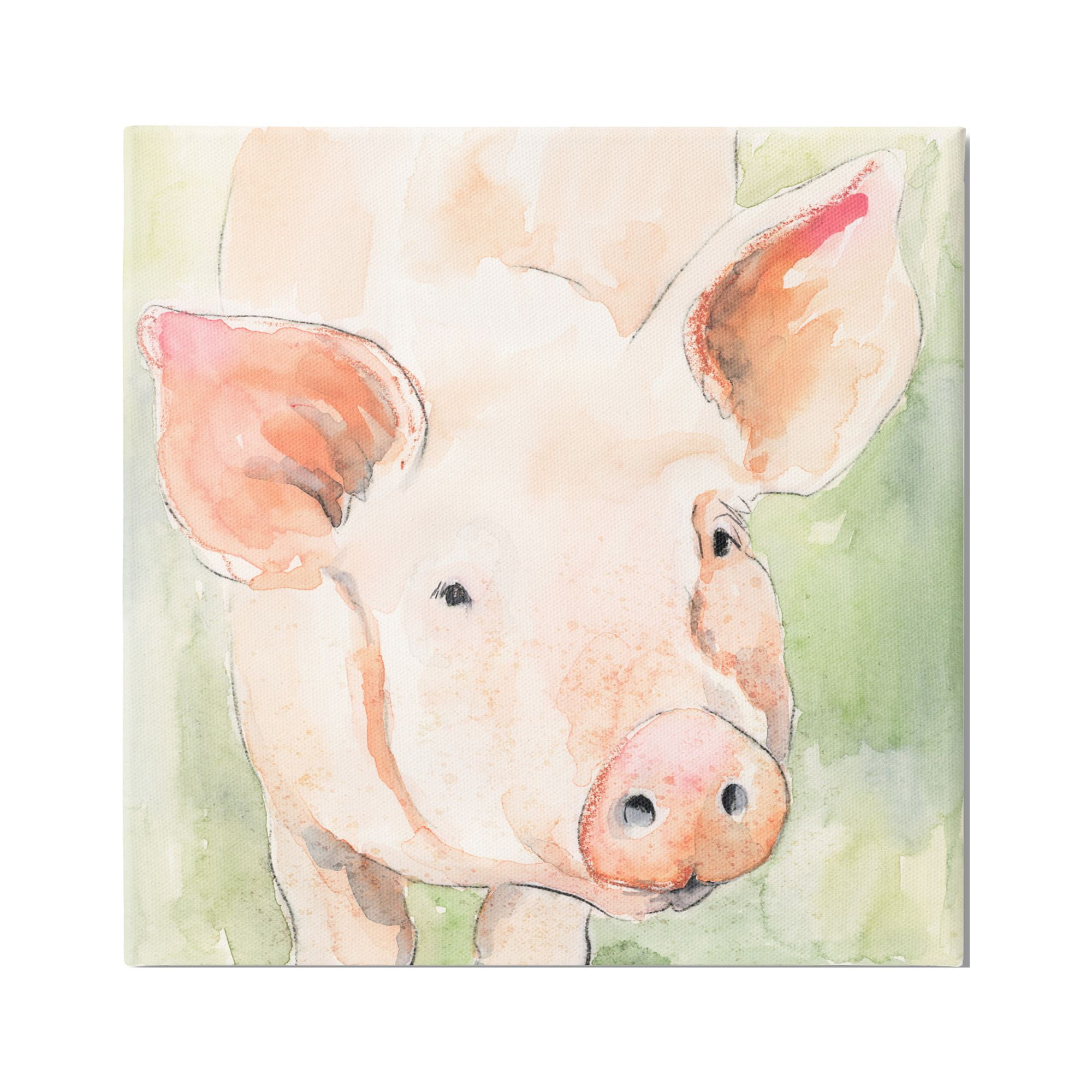 Stupell Industries Modern Pig Portrait Animals & Insects Painting Gallery Wrapped Canvas Print Wall Art, 36 x 36