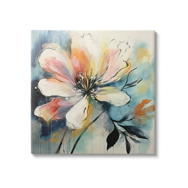 Stupell Industries Modern Pink Blossom Botanical & Floral Painting Gallery Wrapped Canvas Art Print Wall Art, 17 x 17