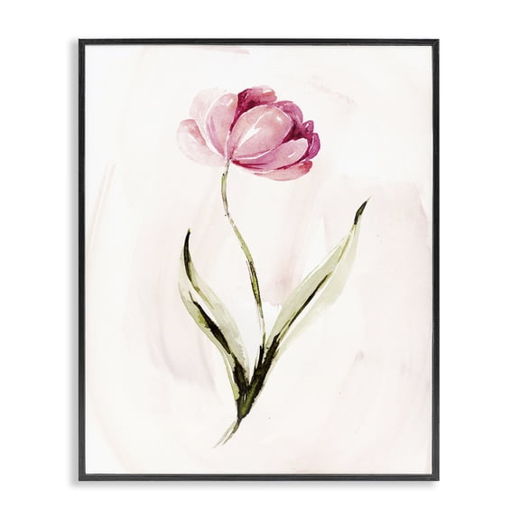 Stupell Industries Modern Pink Blossom Sprig Floral Painting Black Framed Art Print Wall Art, 11 x 14