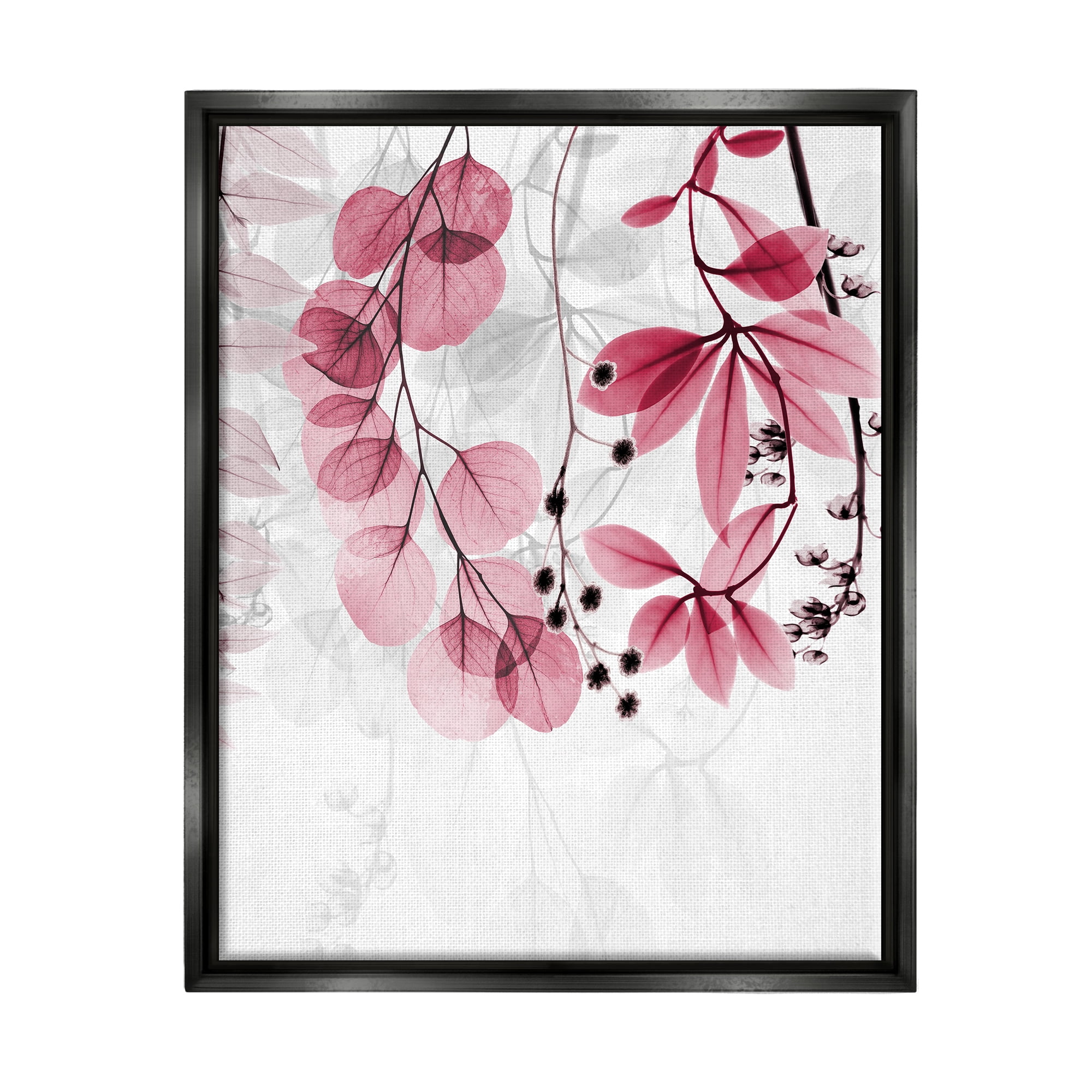 Stupell Industries Modern Pink Botanical Leaves Botanical & Floral Painting Black Floater Framed Art Print Wall Art, 25 x 31