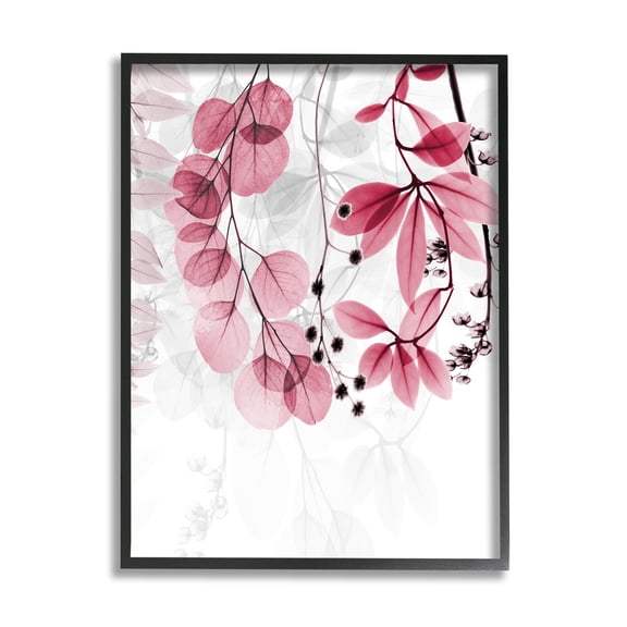 Stupell Industries Modern Pink Botanical Leaves Botanical & Floral Painting Black Framed Art Print Wall Art, 11 x 14