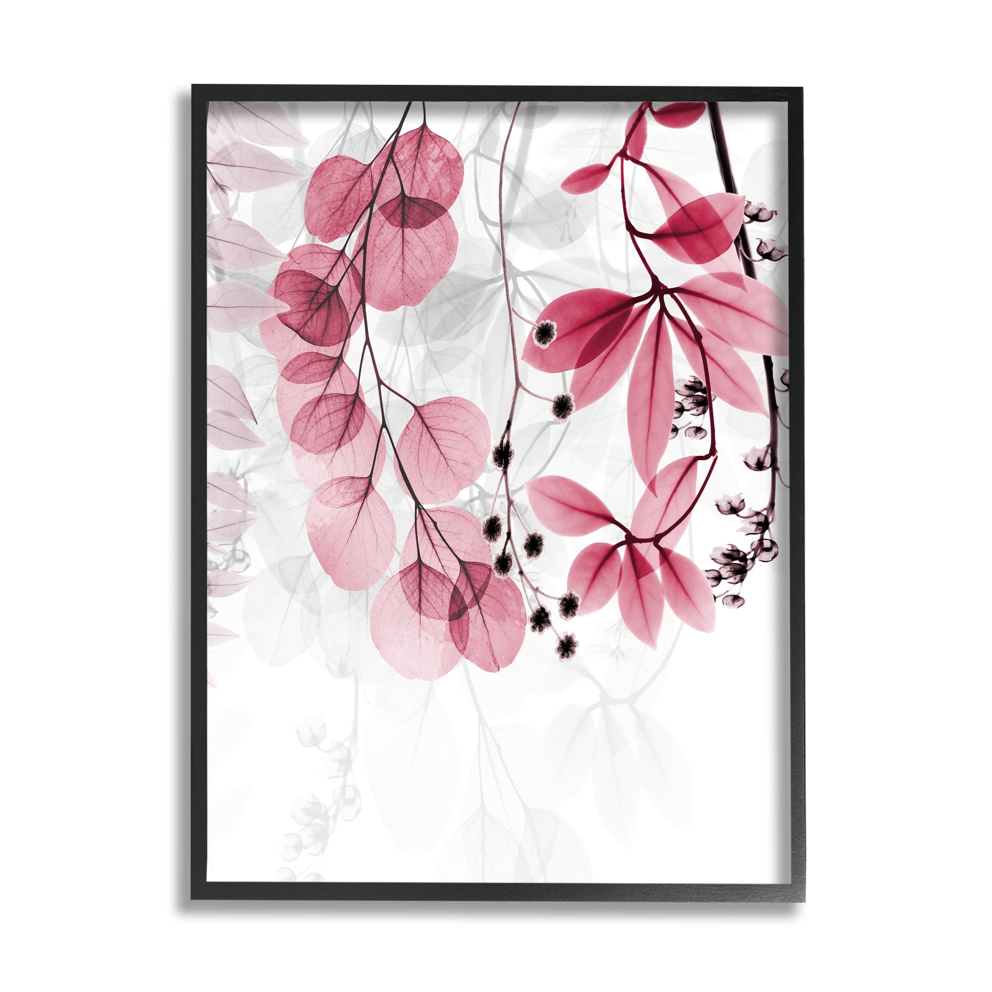 Stupell Industries Modern Pink Botanical Leaves Botanical & Floral Painting Black Framed Art Print Wall Art, 24 x 30