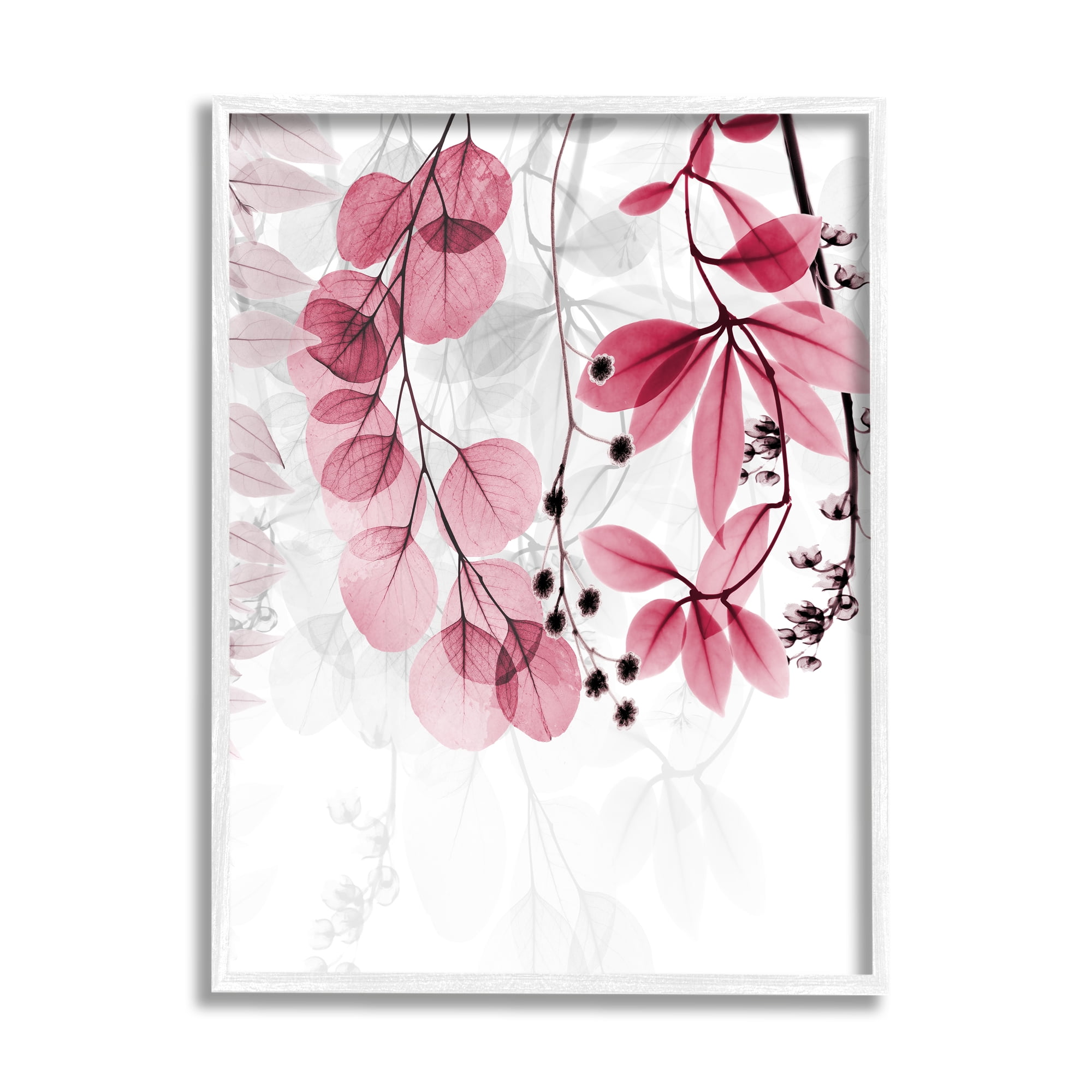 Stupell Industries Modern Pink Botanical Leaves Botanical & Floral Painting White Framed Art Print Wall Art, 16 x 20