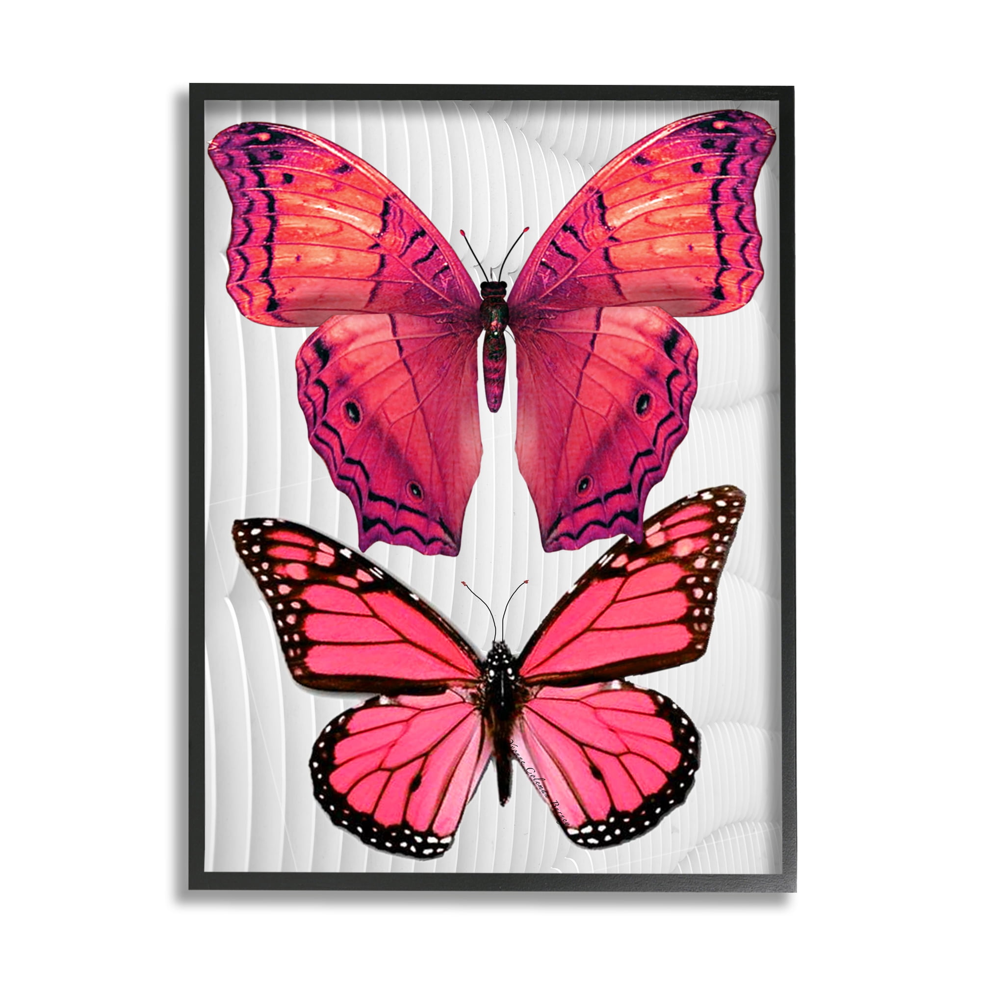 Stupell Industries Modern Pink Butterflies Animals & Insects Painting Black Framed Art Print Wall Art, 11 x 14