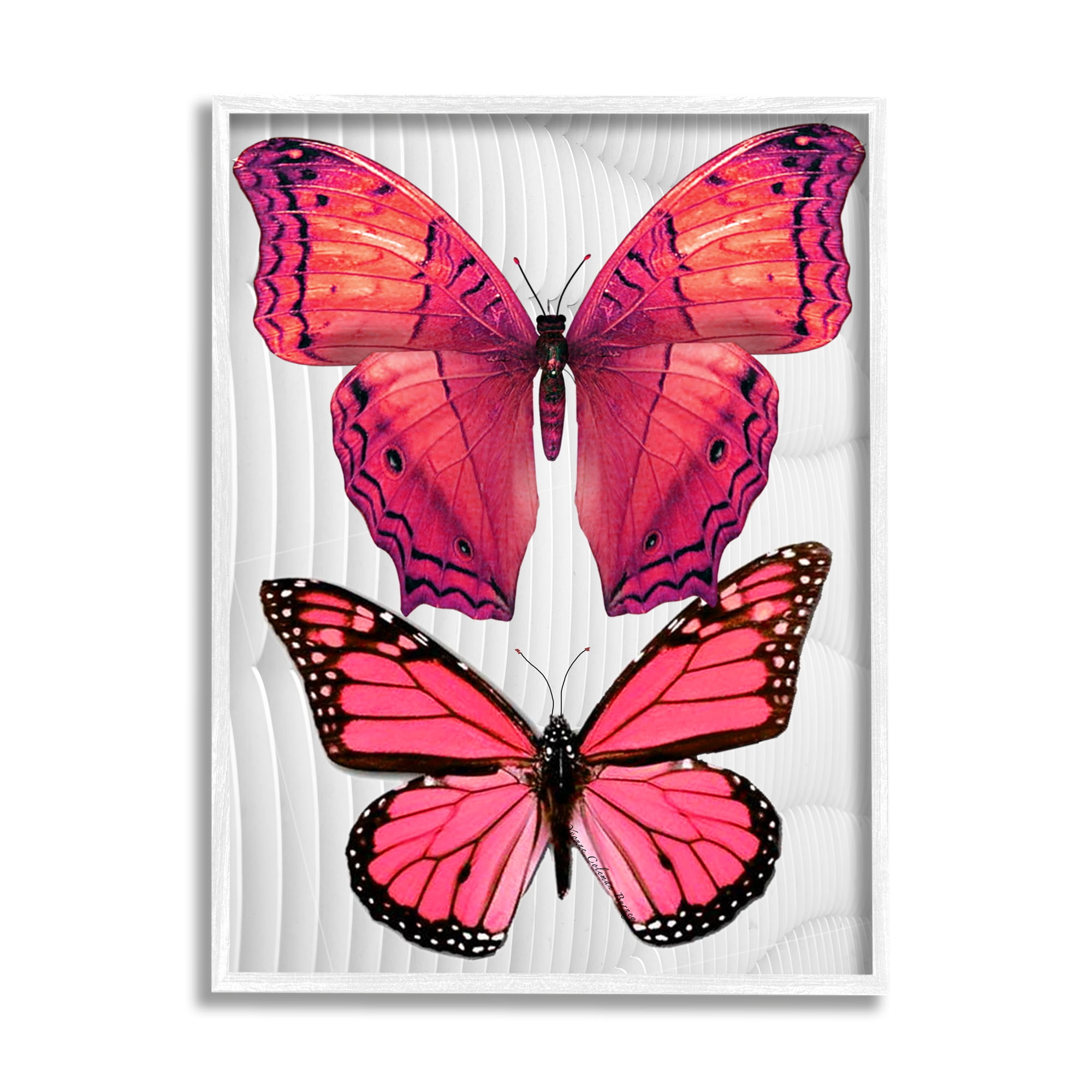 Stupell Industries Modern Pink Butterflies Animals & Insects Painting White Framed Art Print Wall Art, 11 x 14