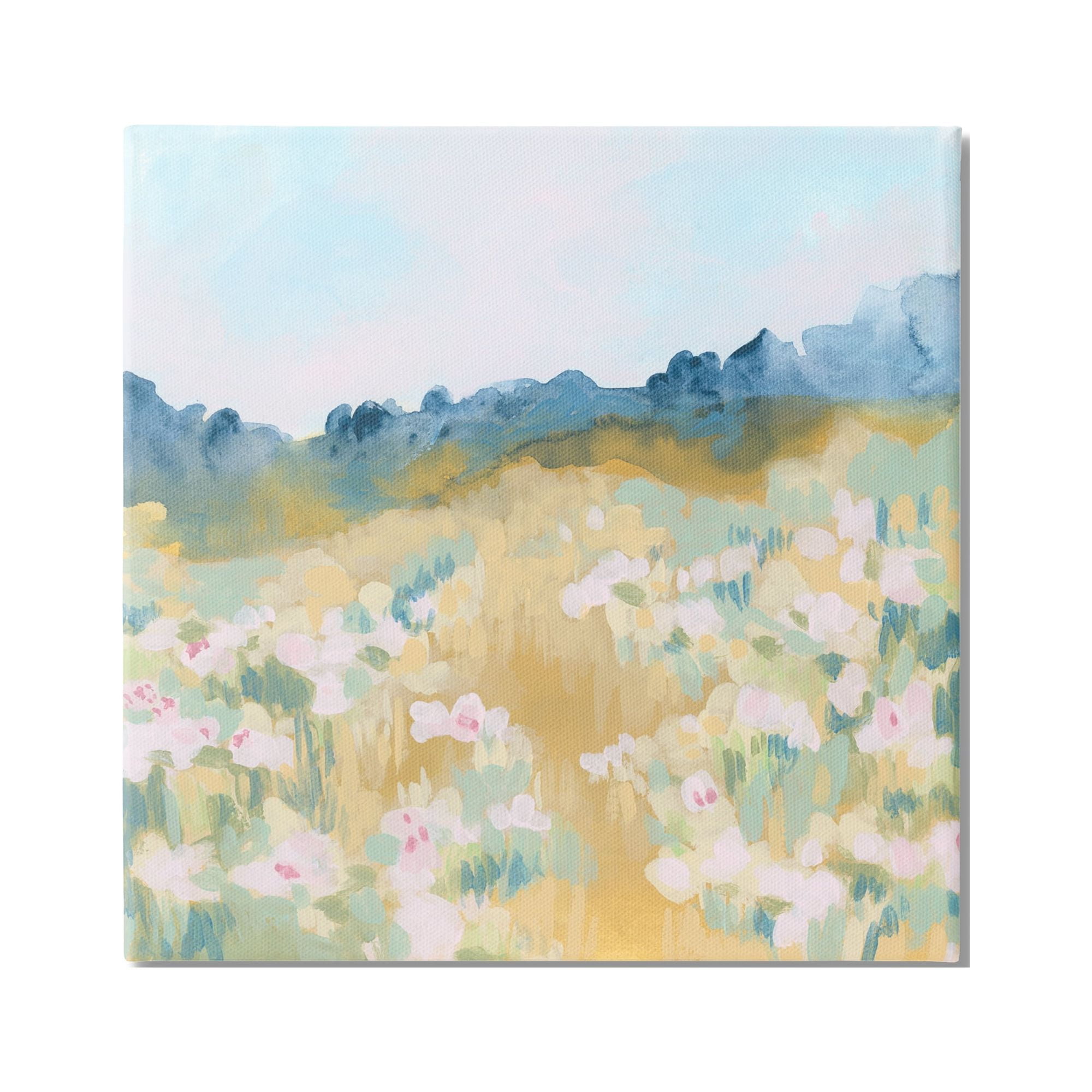 Stupell Industries Modern Pink Flower Meadow Nature Painting Gallery Wrapped Canvas Print Wall Art, 24 x 24